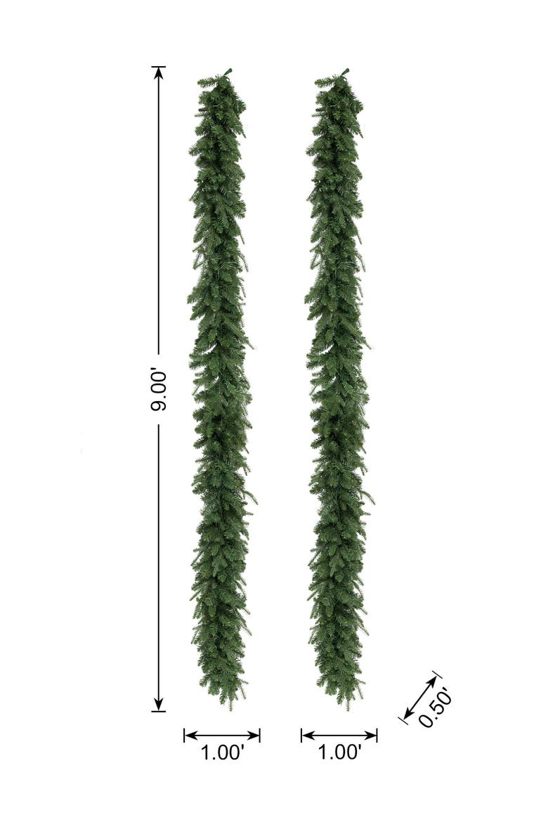 Set of 2 9ft Pre-Lit Pine Garland with Twinkling Lights, Alternate, color, Green
