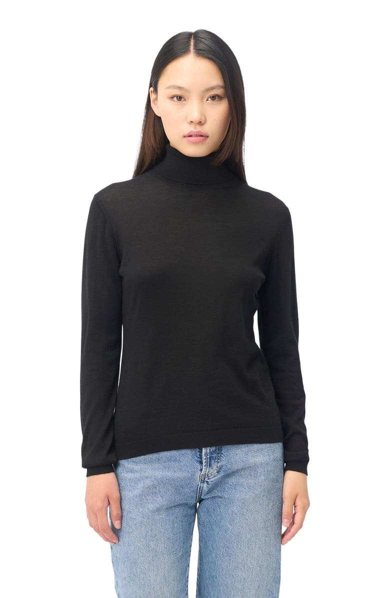 GOBI Mongolian Cashmere Cashmere Silk Turtleneck Sweater, Alternate, color, Black