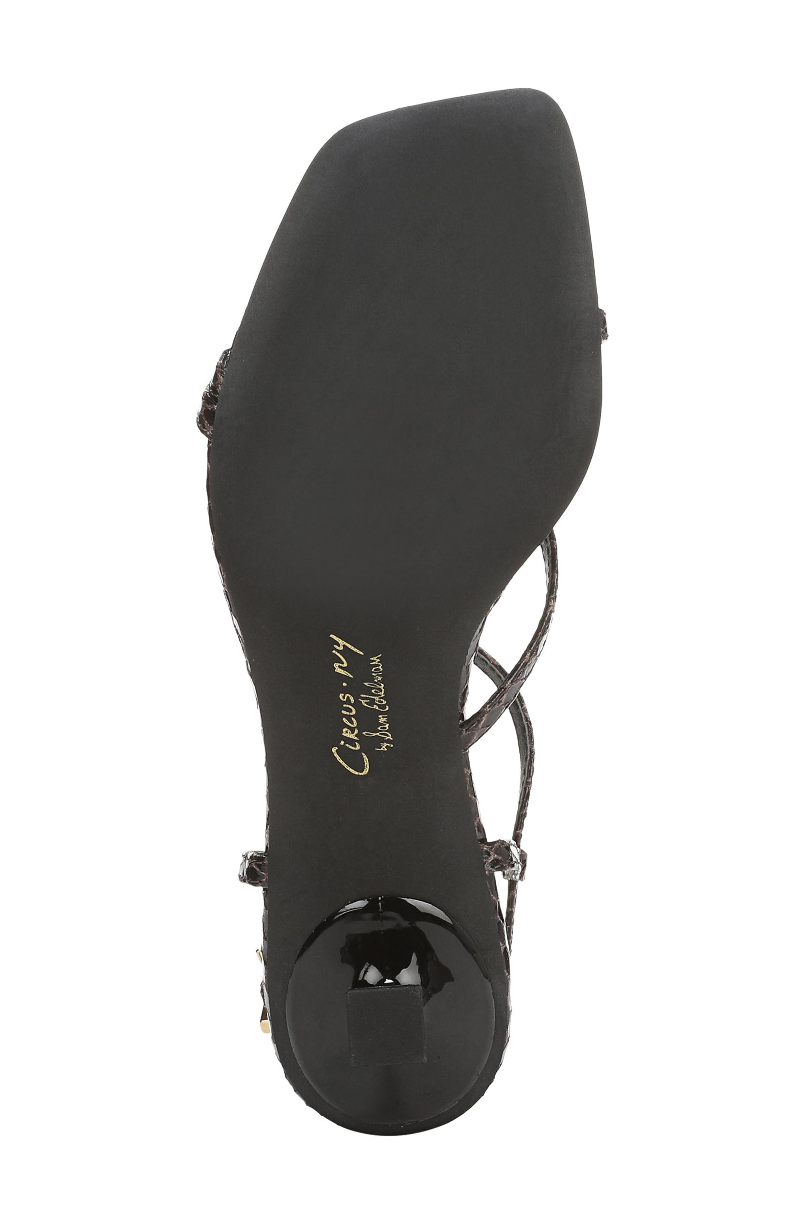 Circus NY by Sam Edelman Jaida Snakeskin Embossed Strappy Sandal, Alternate, color, Dark Chocolate/ Black