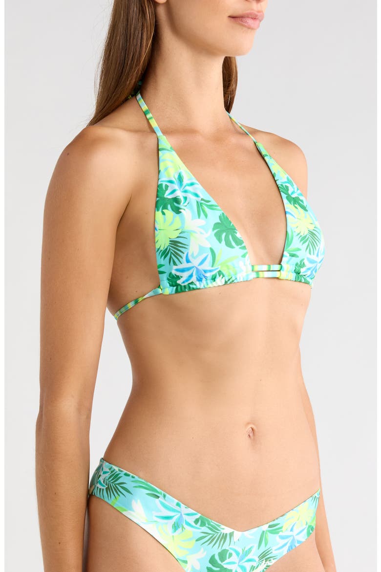Frill Halter Bralette Bikini Top, Alternate, color, LIMONCELLO LAGOON
