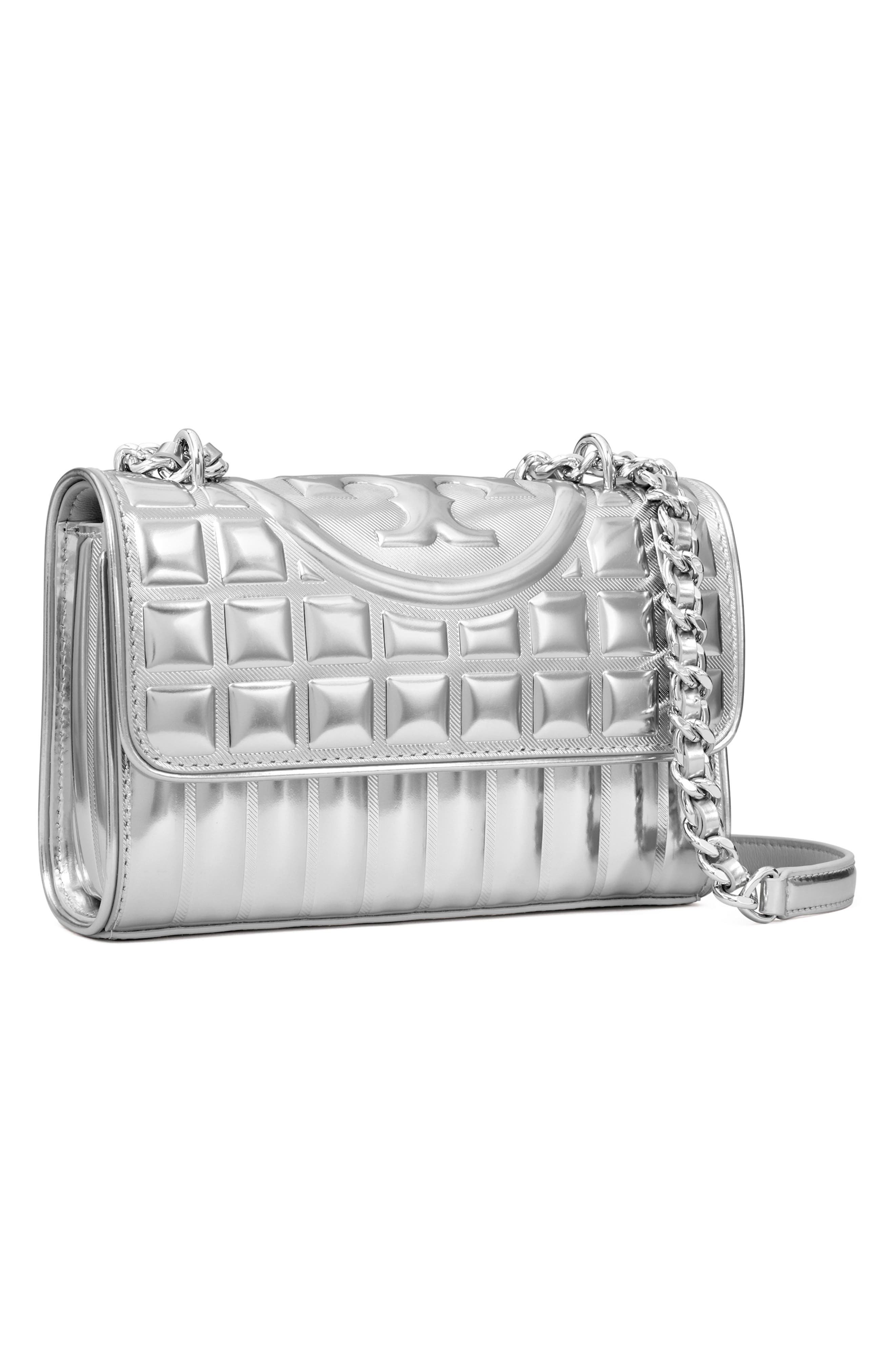 Fleming Metallic Convertible Shoulder Bag, Alternate, color, SILVER