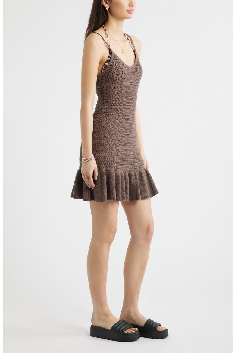 Open Stitch Cover-Up Minidress, Alternate, color, BROWN QUARTZ