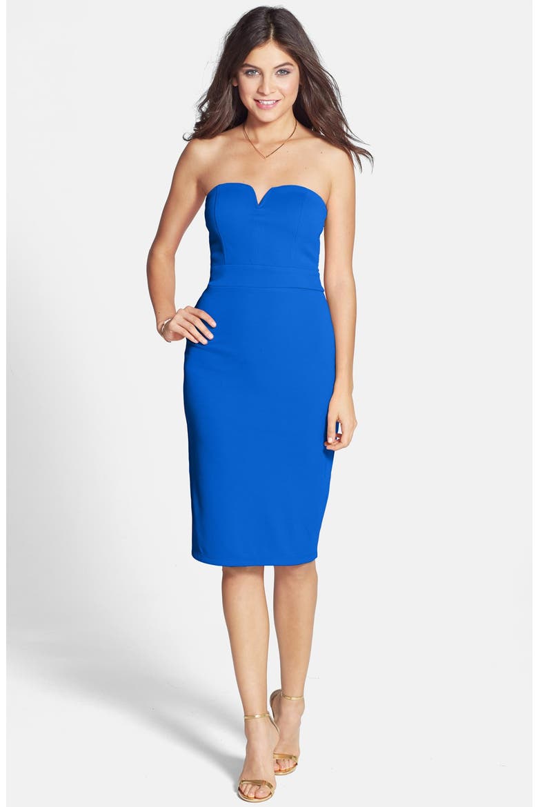 Notched Strapless Midi Dress, Main, color, ROYAL