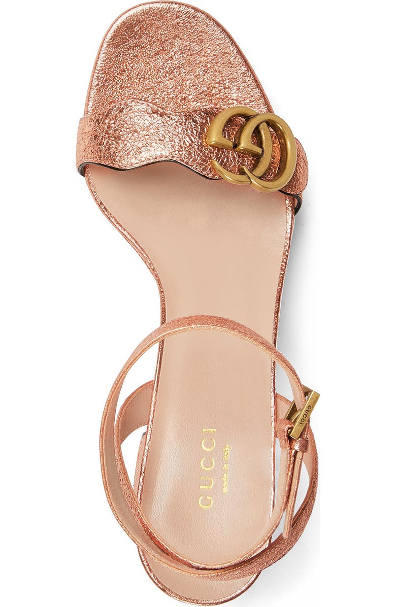 Gucci GG Metallic Ankle Strap Platform Sandal, Alternate, color,