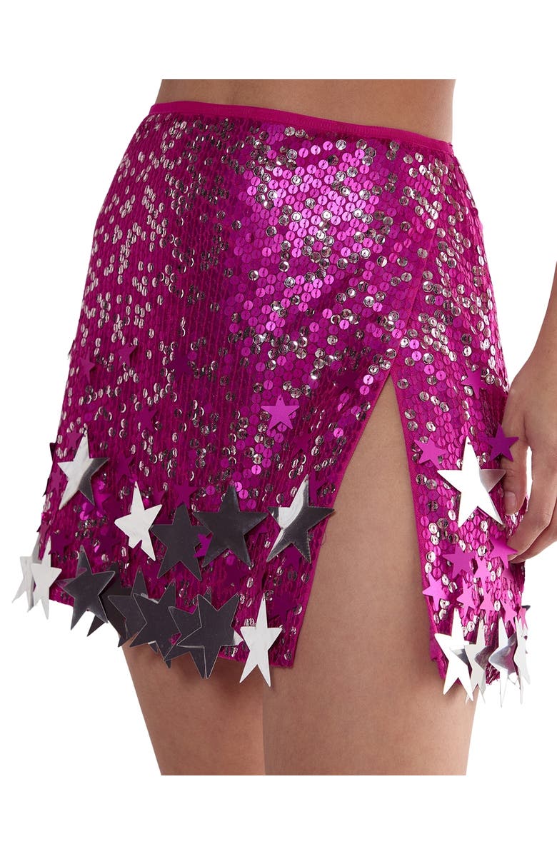 NASTY GAL Limited Embellished Star Trim Mini Skirt, Alternate, color, Hot Pink