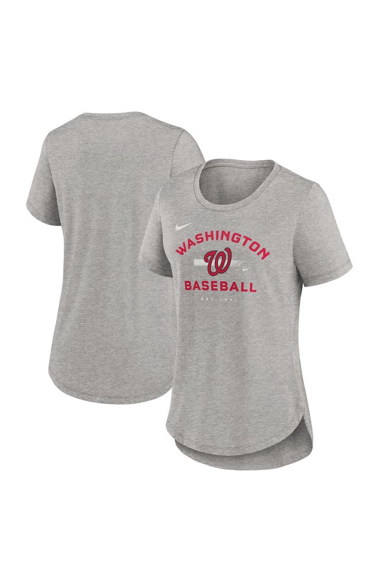 Nike Women's Nike Heather Gray Washington Nationals Hot Prospect Tri-Blend T-Shirt, Main, color, Heather Gray