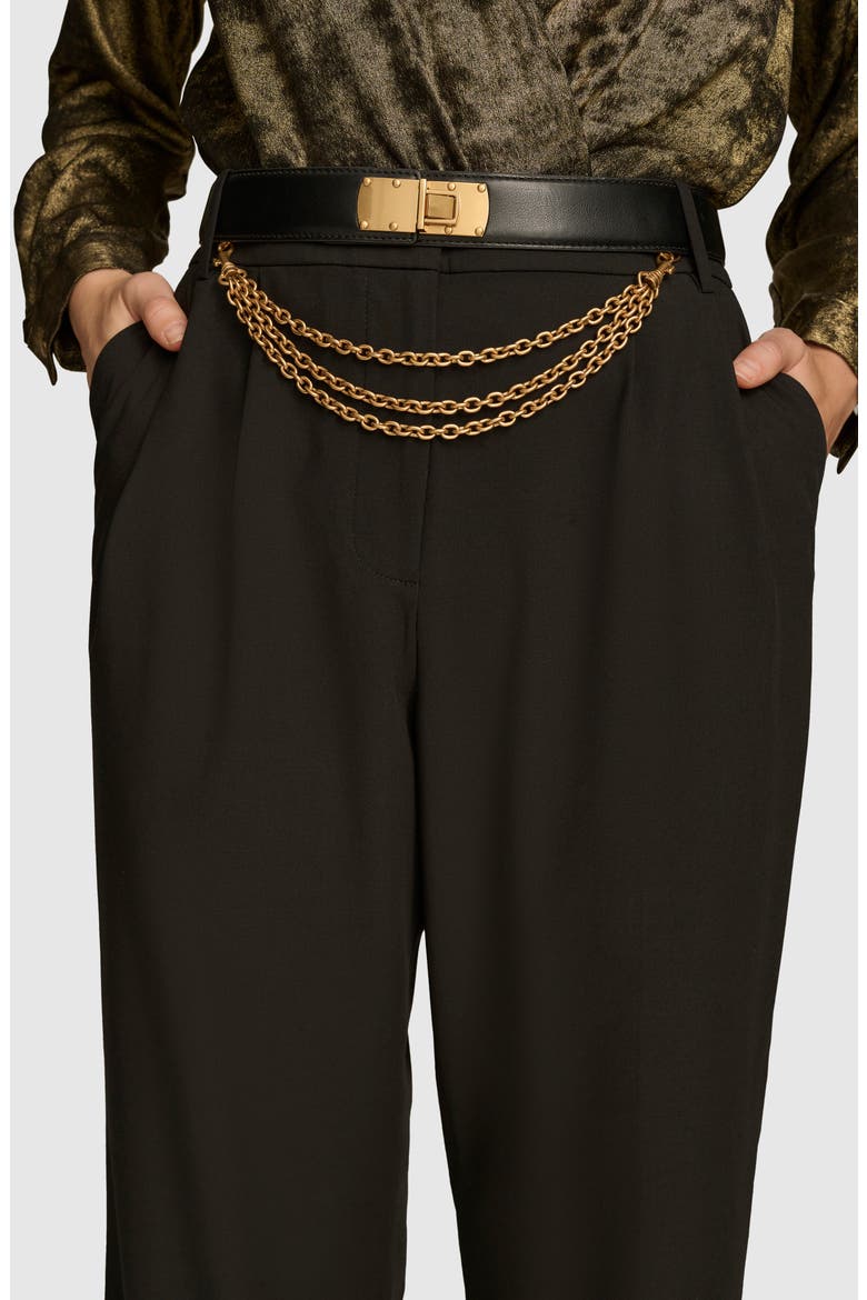 Chain Belt Wide Leg Pants, Alternate, color, BLACK