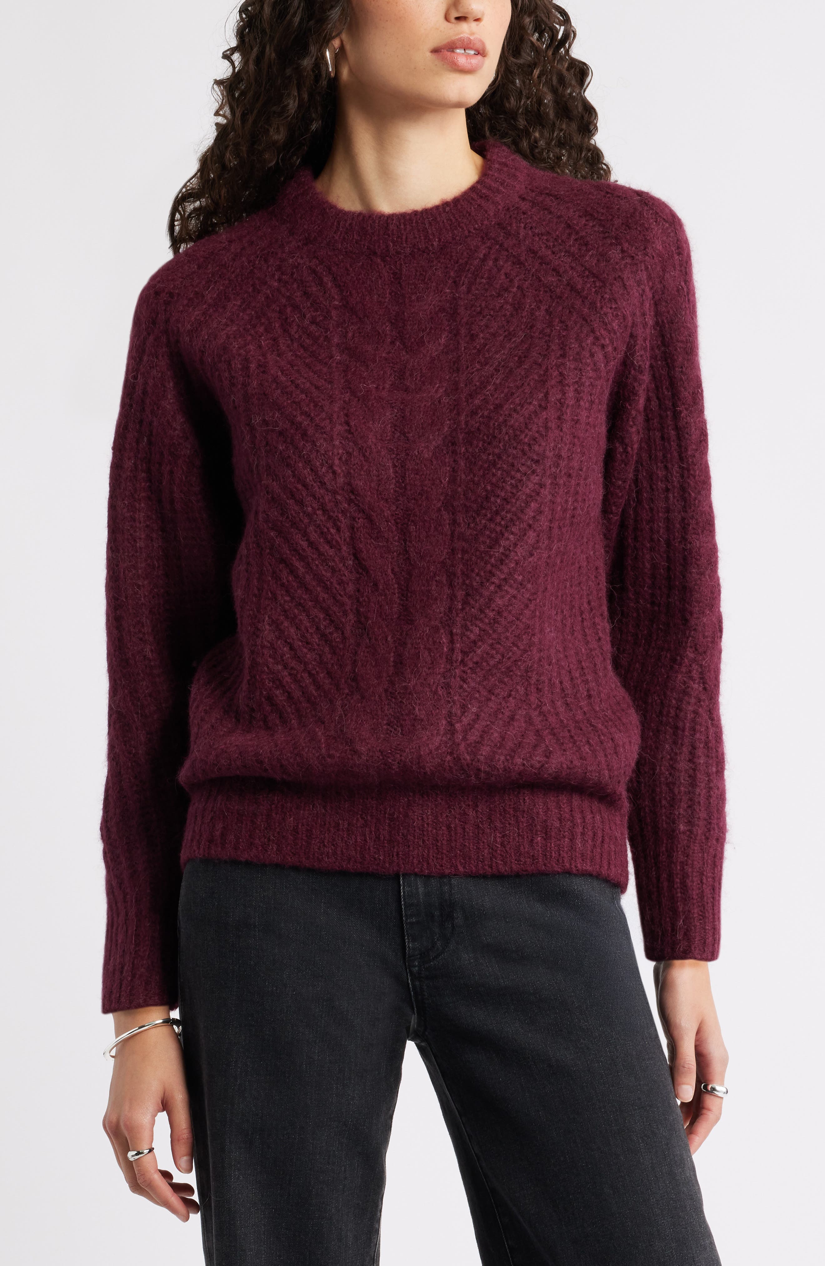 Nordstrom Cable Crewneck Alpaca Blend Sweater