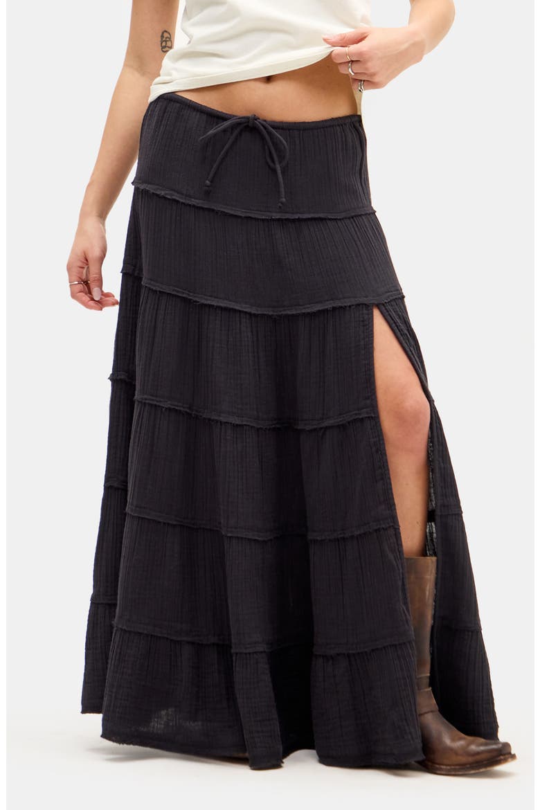 Sadie Tiered Cotton Maxi Skirt, Main, color, BLACK