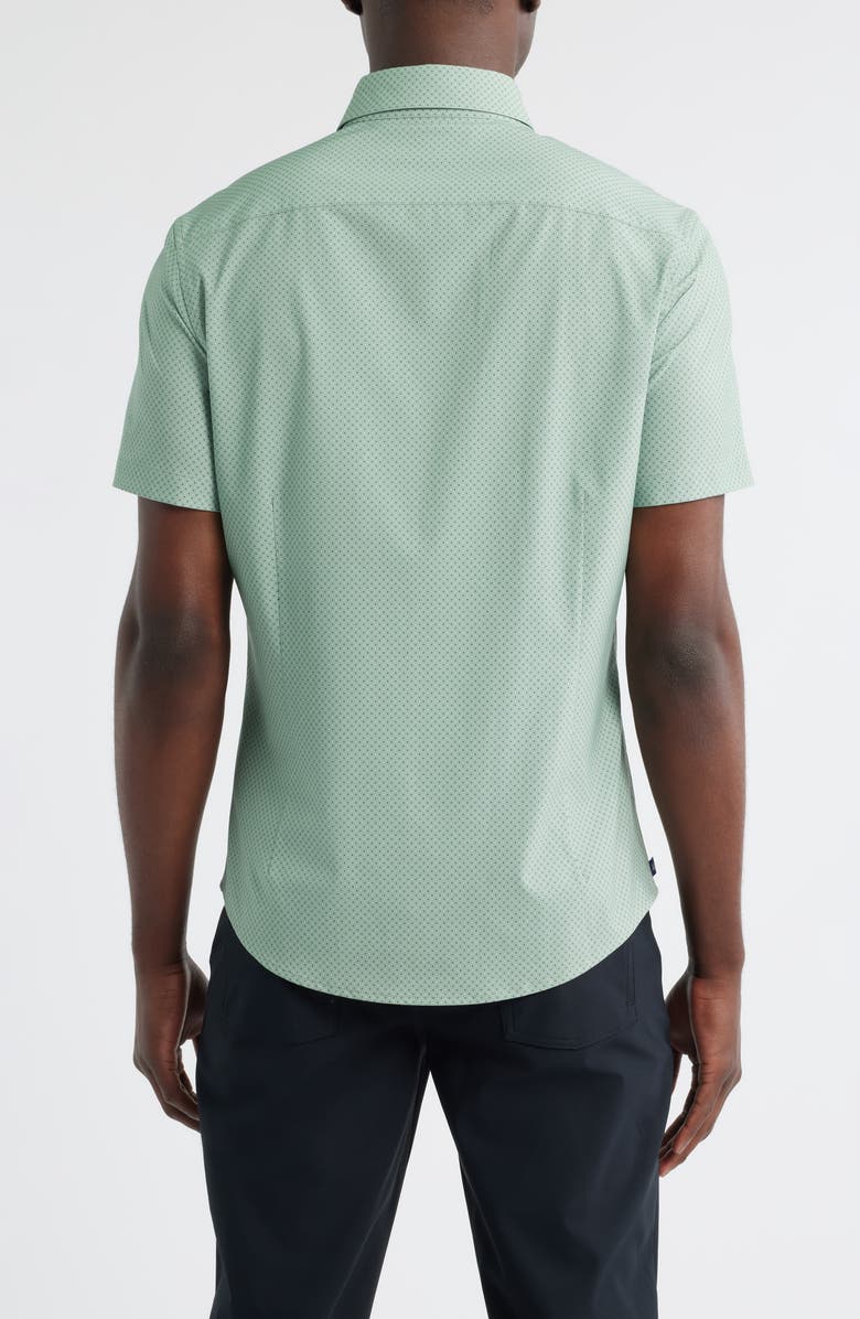 Mizzen+Main Leeward Trim Fit Dot Print Short Sleeve Button-Up Shirt, Alternate, color, Pale Green Dual Dots