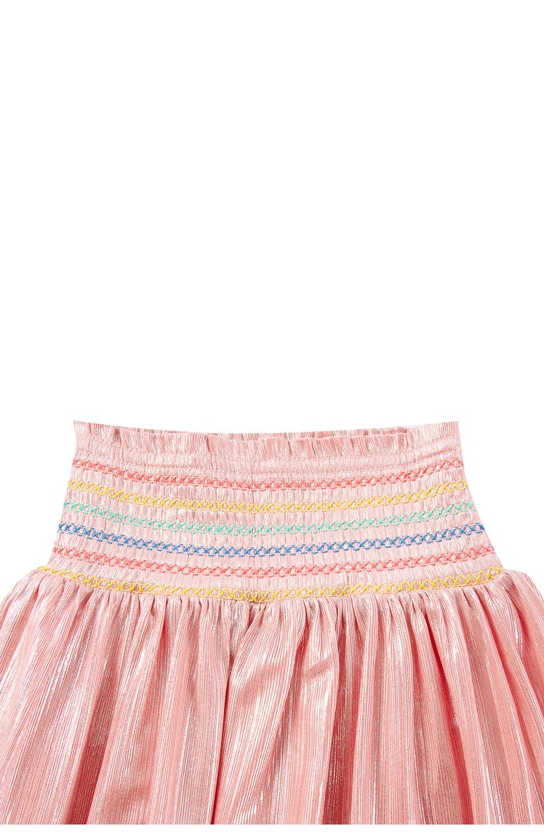 Peek Aren't You Curious Kids' Shiny Faille Smocked Skirt, Alternate, color, Coral