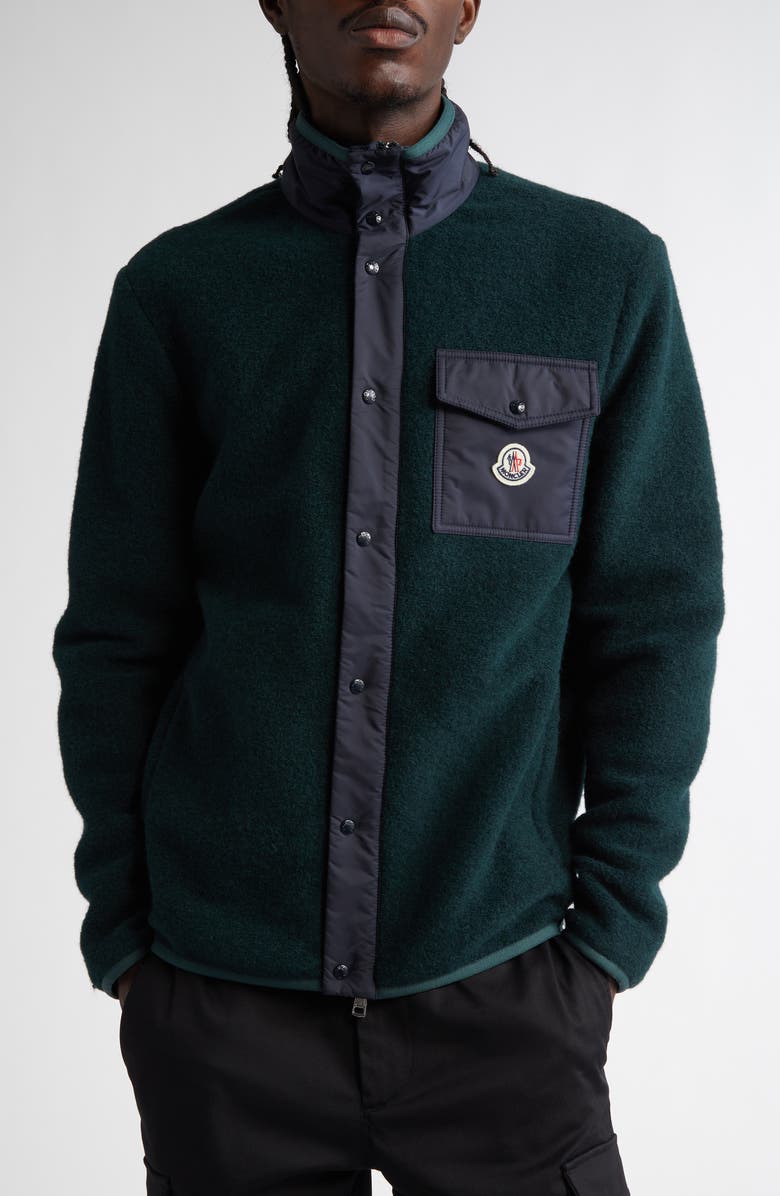 Moncler Mixed Media Wool Blend Jacket, Main, color,