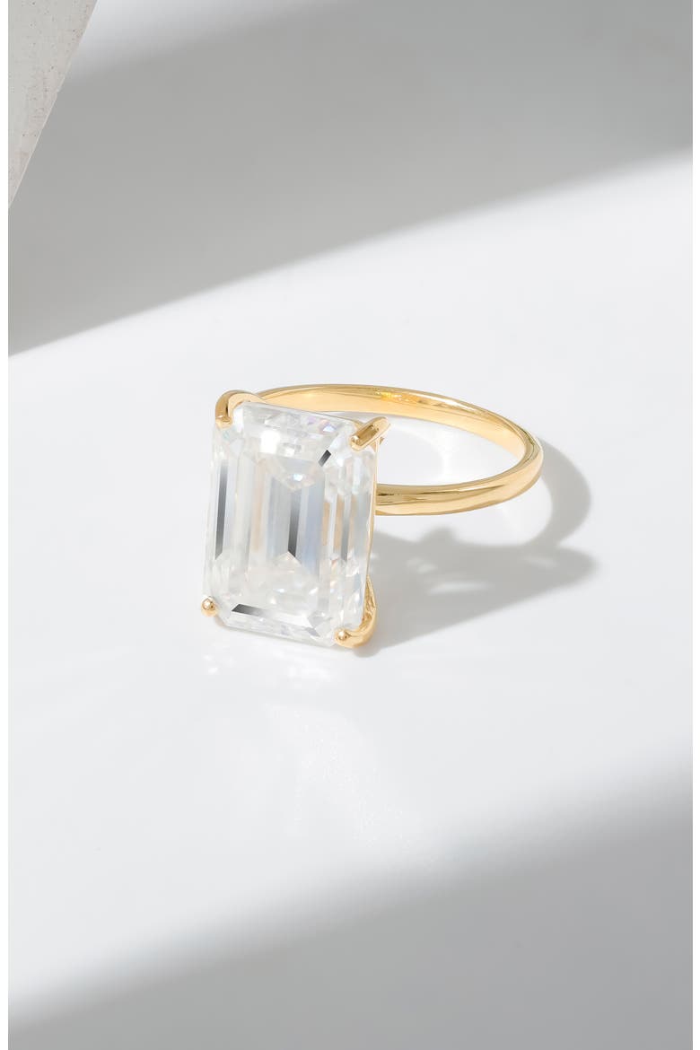 Emerald Cut Lab Created Moissanite Statement Ring, Alternate, color, WHITE