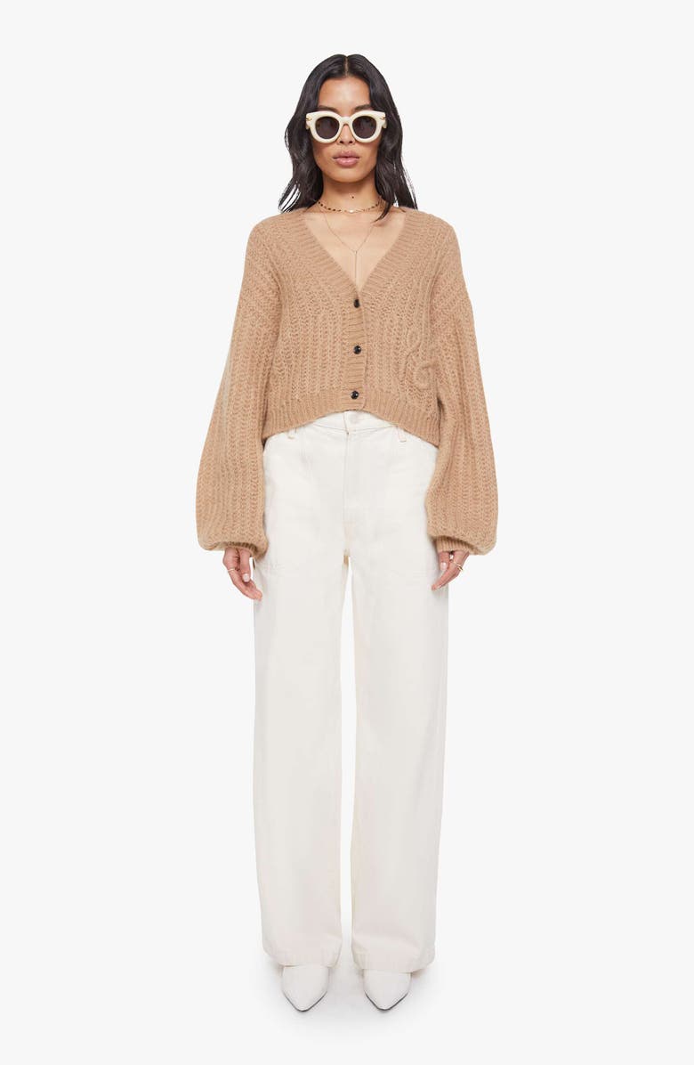 MOTHER The Puffy Sleeve Varsity Cardigan, Alternate, color, Cotton Candy