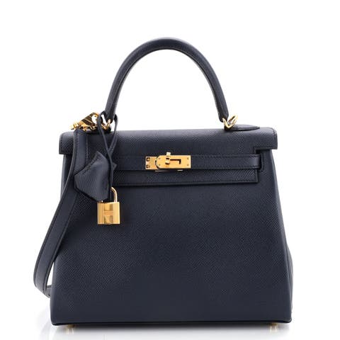 Kelly Handbag Blue Epsom with Gold Hardware 25