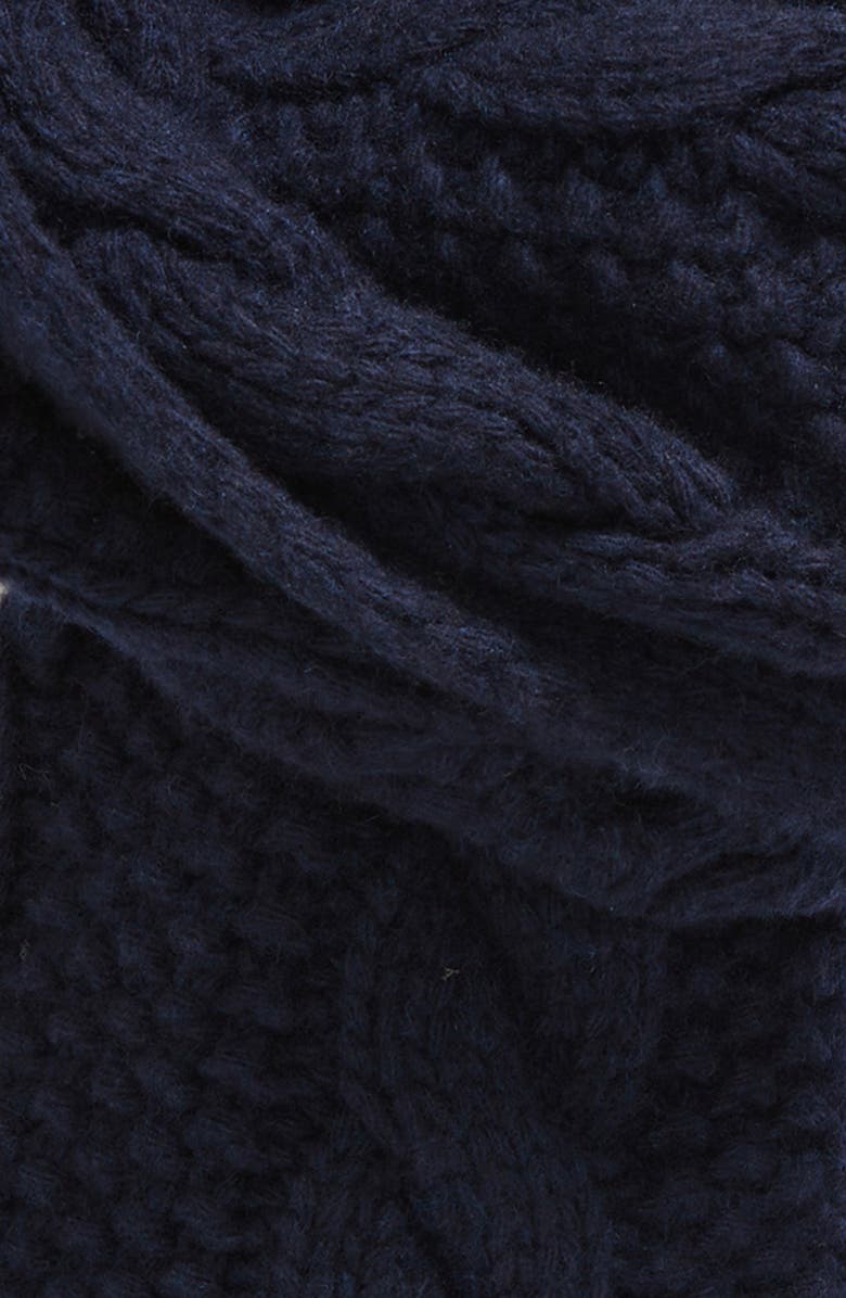 Moncler Logo Cable Stitch Virgin Wool & Cashmere Scarf, Alternate, color, 