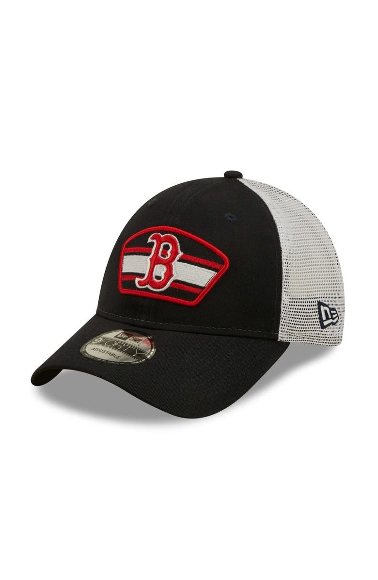 New Era Men's New Era Navy/White Boston Red Sox Logo Patch 9FORTY Trucker Snapback Hat, Main, color, Navy