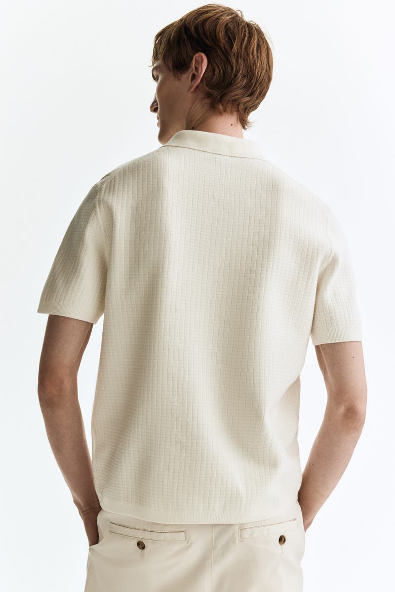 Regular Fit Textured-knit Polo Shirt, Alternate, color, White