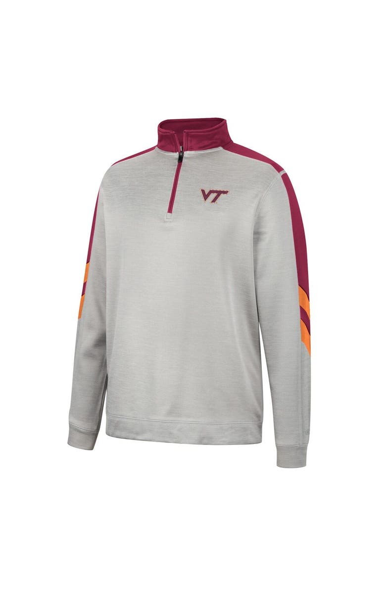 COLOSSEUM Men's Colosseum Gray/Maroon Virginia Tech Hokies Bushwood Fleece Quarter-Zip Jacket, Alternate, color, 