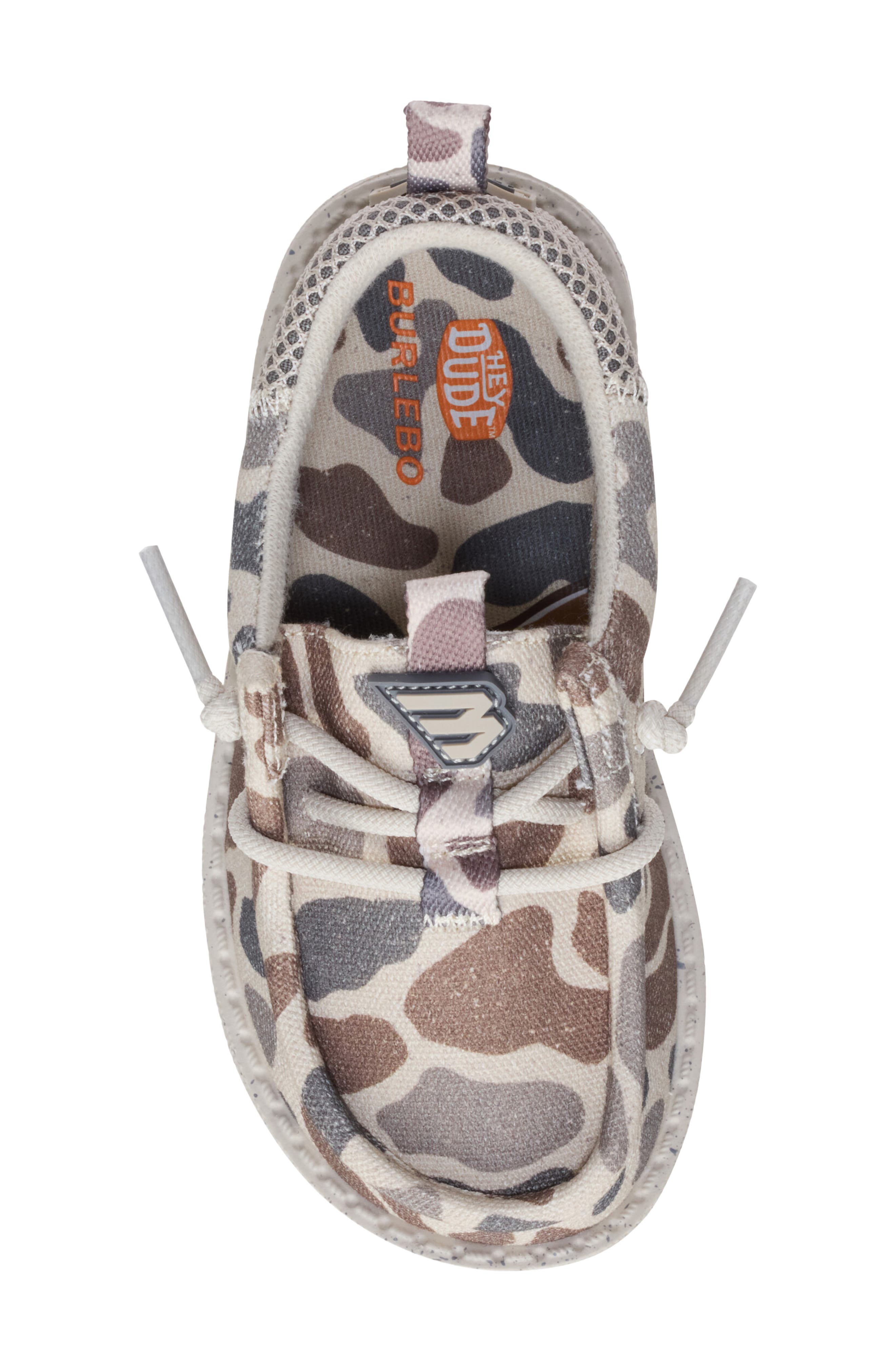 Hey Dude Kids' Wally Funk Burlebo Slip-On, Alternate, color, Taupe/ Camo