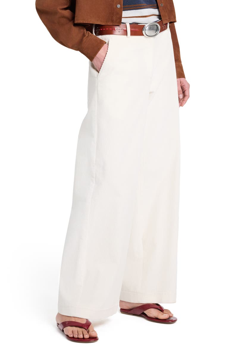Dylan Stretch Cotton Corduroy Wide Leg Pants, Alternate, color, WHITE