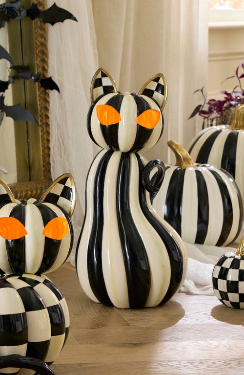 Mackenzie-childs Mackenzie Childs Courtly Stripe Illuminated Cat In Black