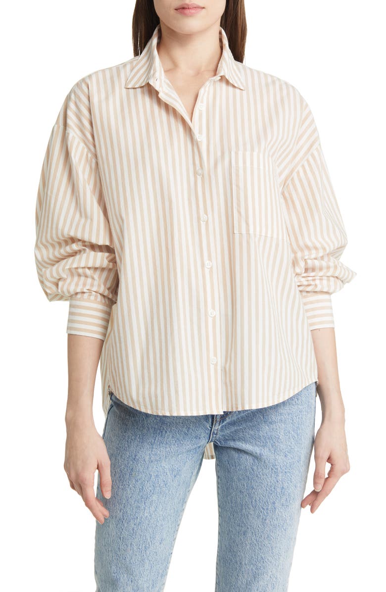 Pistola Sloane Stripe Stretch Poplin Button-Up Shirt, Main, color, 