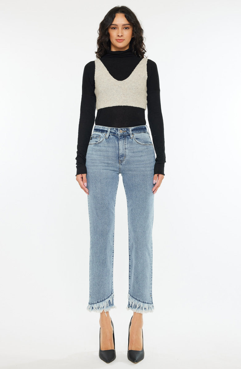 KanCan Clover Essentials High Rise Straight Fit Leg Jeans, Main, color, Medium Wash