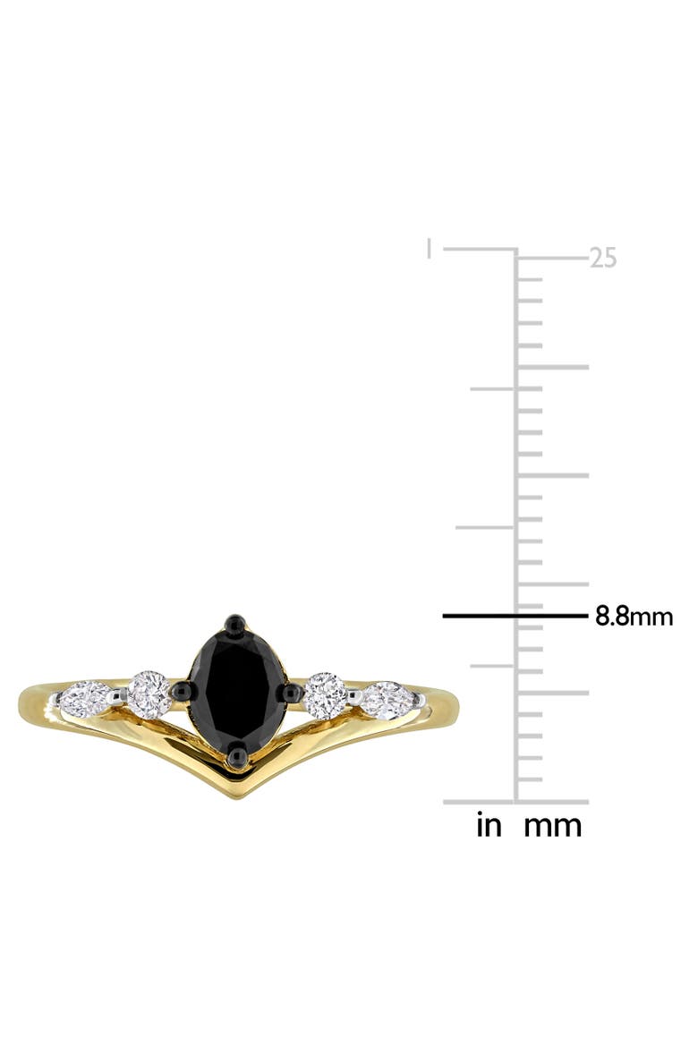 Black & White Diamond Oval Chevron Ring 14k, Alternate, color, 14k Yellow Gold