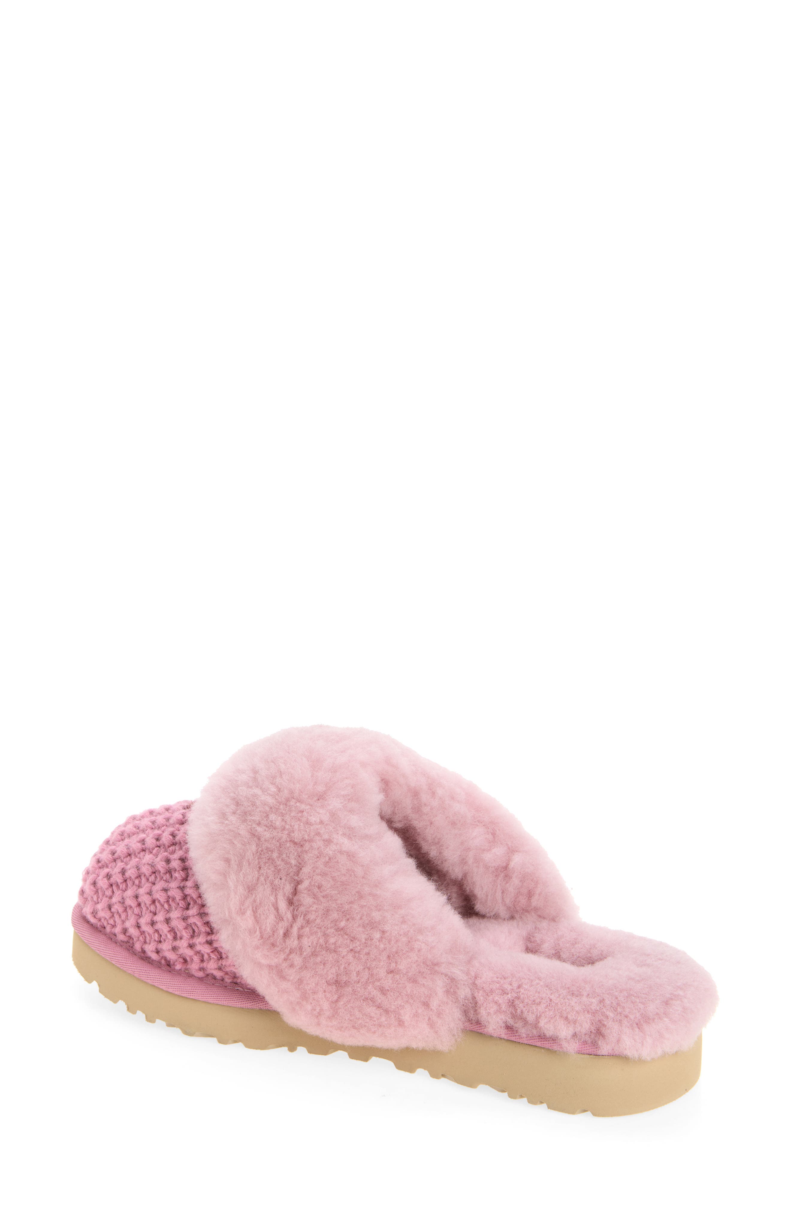 Cozy Knit Genuine Shearling Slipper, Alternate, color, DUSTY ORCHID