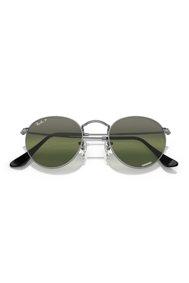 53mm Round Polarized Sunglasses, Alternate, color, GUNMETAL