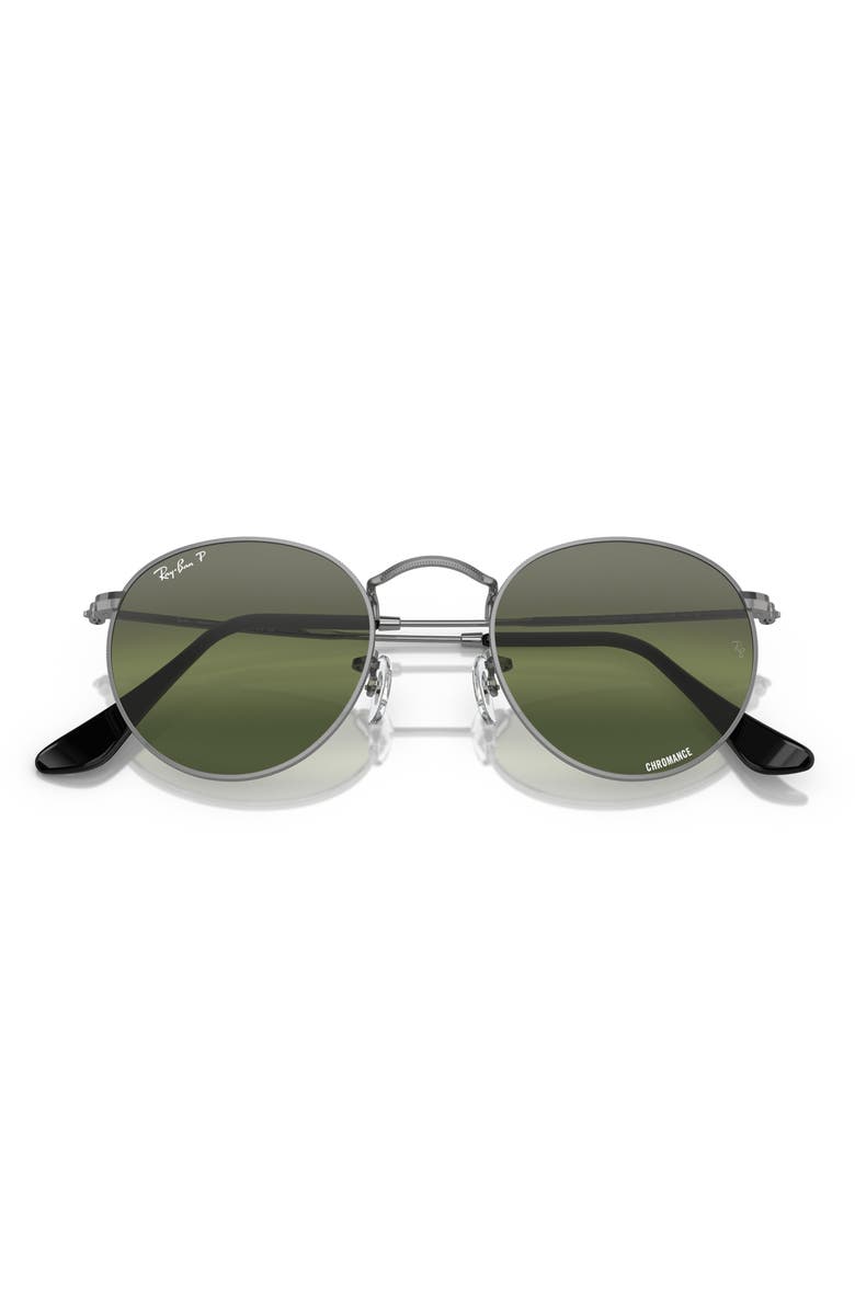 Ray-Ban 53mm Round Polarized Sunglasses, Alternate, color, Gunmetal