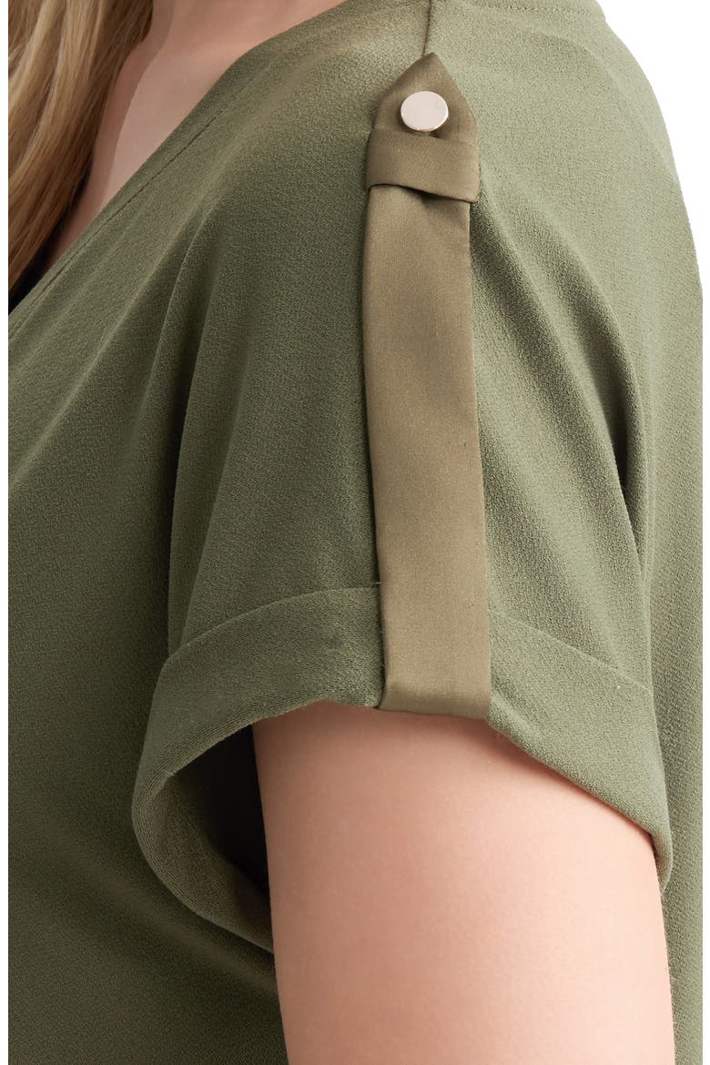 Extended Shoulder Roll Tab Cuff V-Neck T-Shirt, Alternate, color, JASPER GREEN