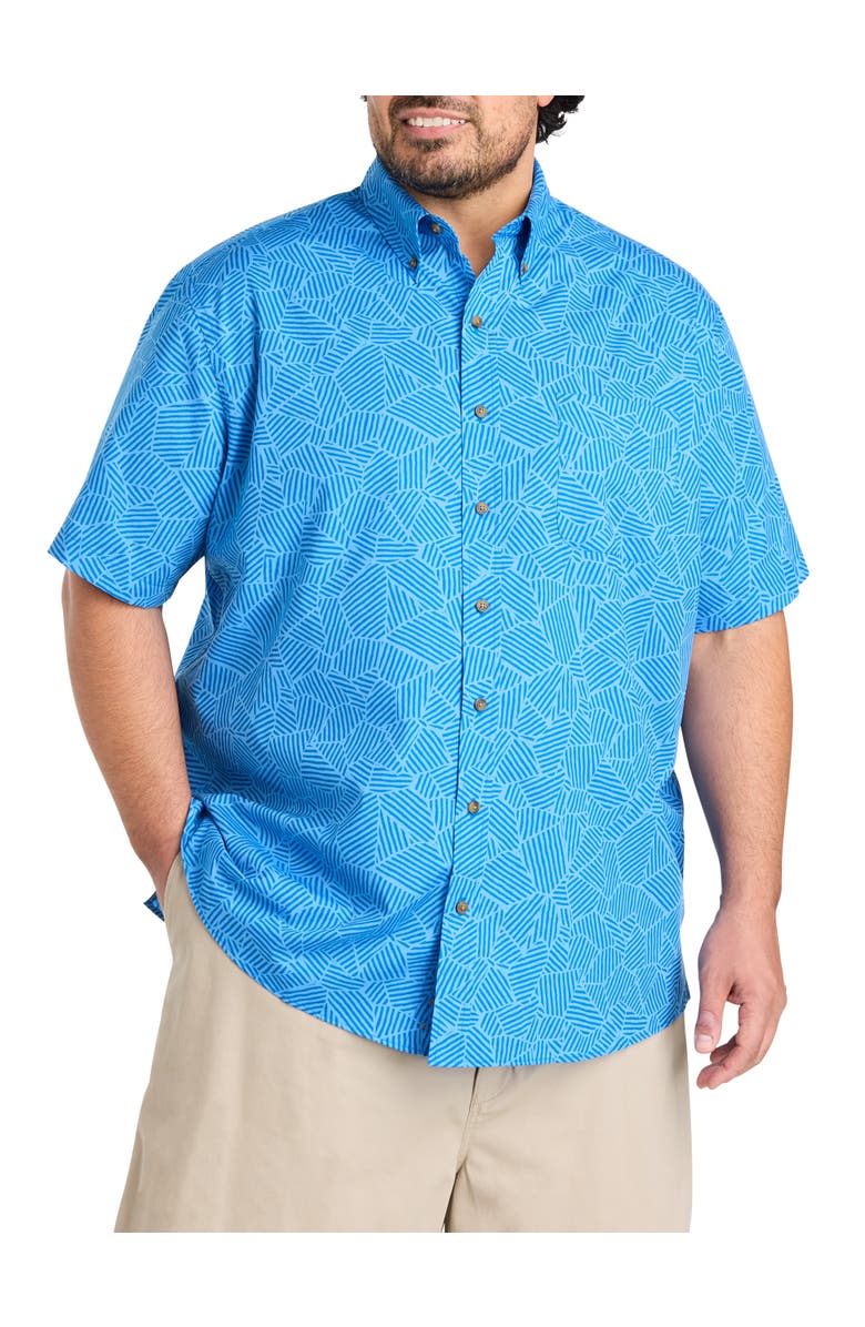 Harbor Bay by DXL Big & Tall Easy-Care Striped Sport Shirt, Main, color, Blue