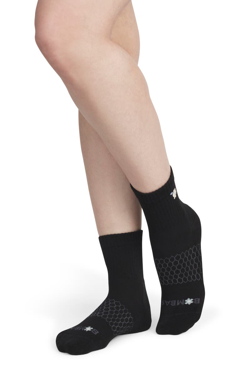Bombas Embroidered Flower Quarter Socks, Main, color, 