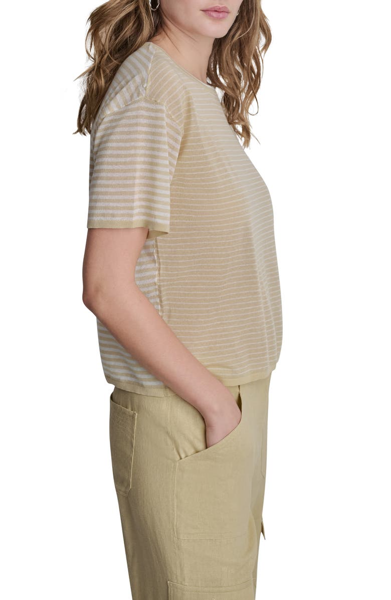 DKNY Stripe Short Sleeve Sweater, Alternate, color,