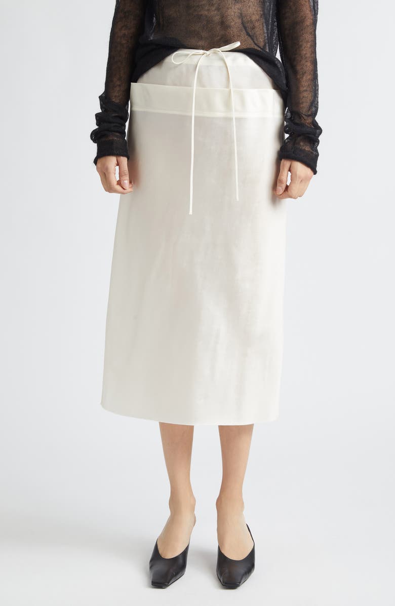 GIA STUDIOS Chiu Silk Satin Drawstring Column Skirt, Main, color, Cream