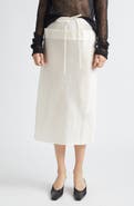 GIA STUDIOS Chiu Silk Satin Drawstring Column Skirt