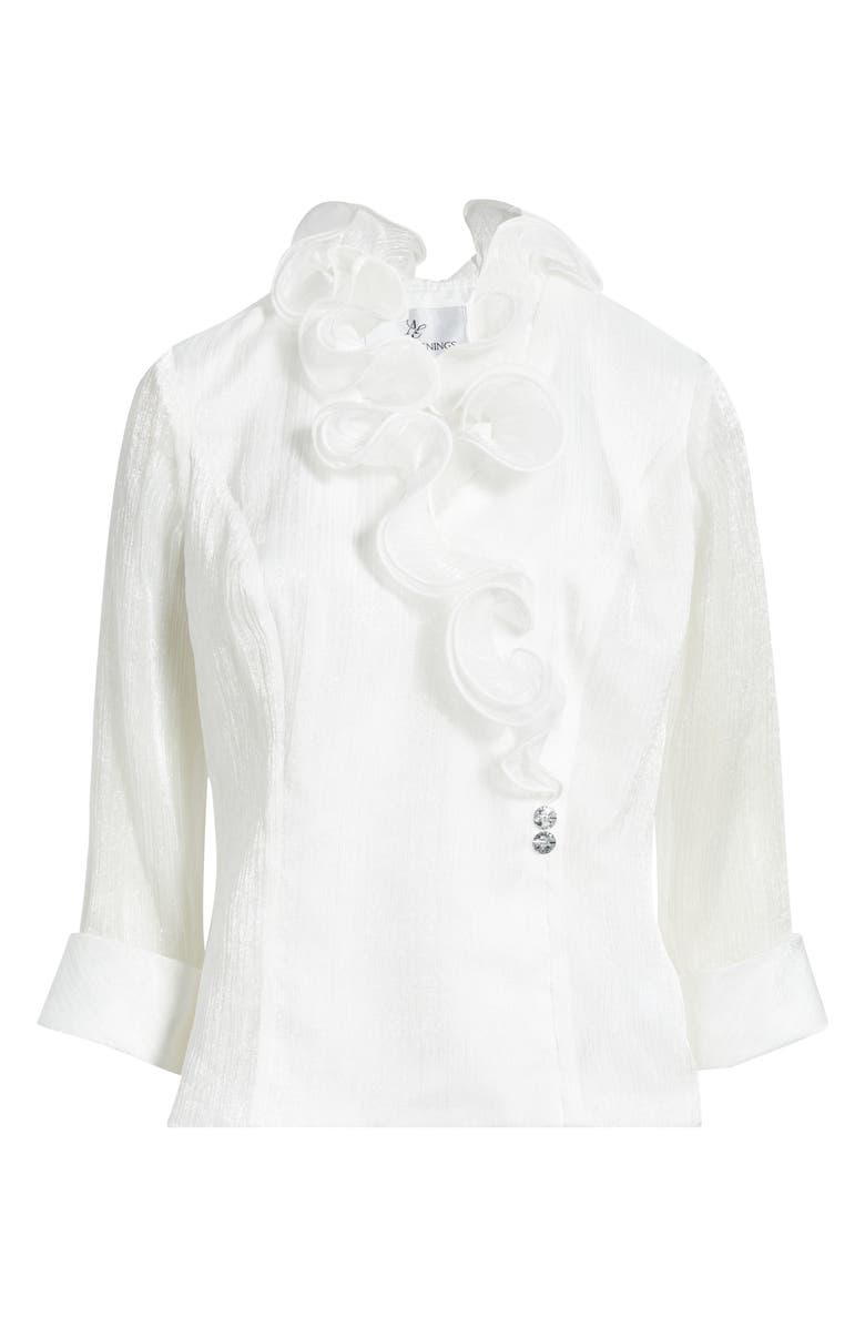 Alex Evenings Yoryu Chiffon Ruffle Top, Alternate, color, Ivory