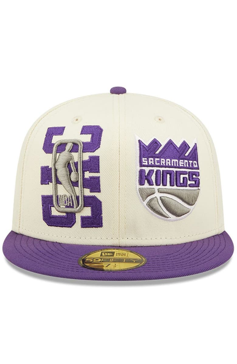 New Era Men's New Era Cream/Purple Sacramento Kings 2022 NBA Draft 59FIFTY Fitted Hat, Alternate, color,
