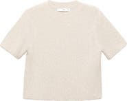 MANGO Glitter Detail Short Sleeve Sweater