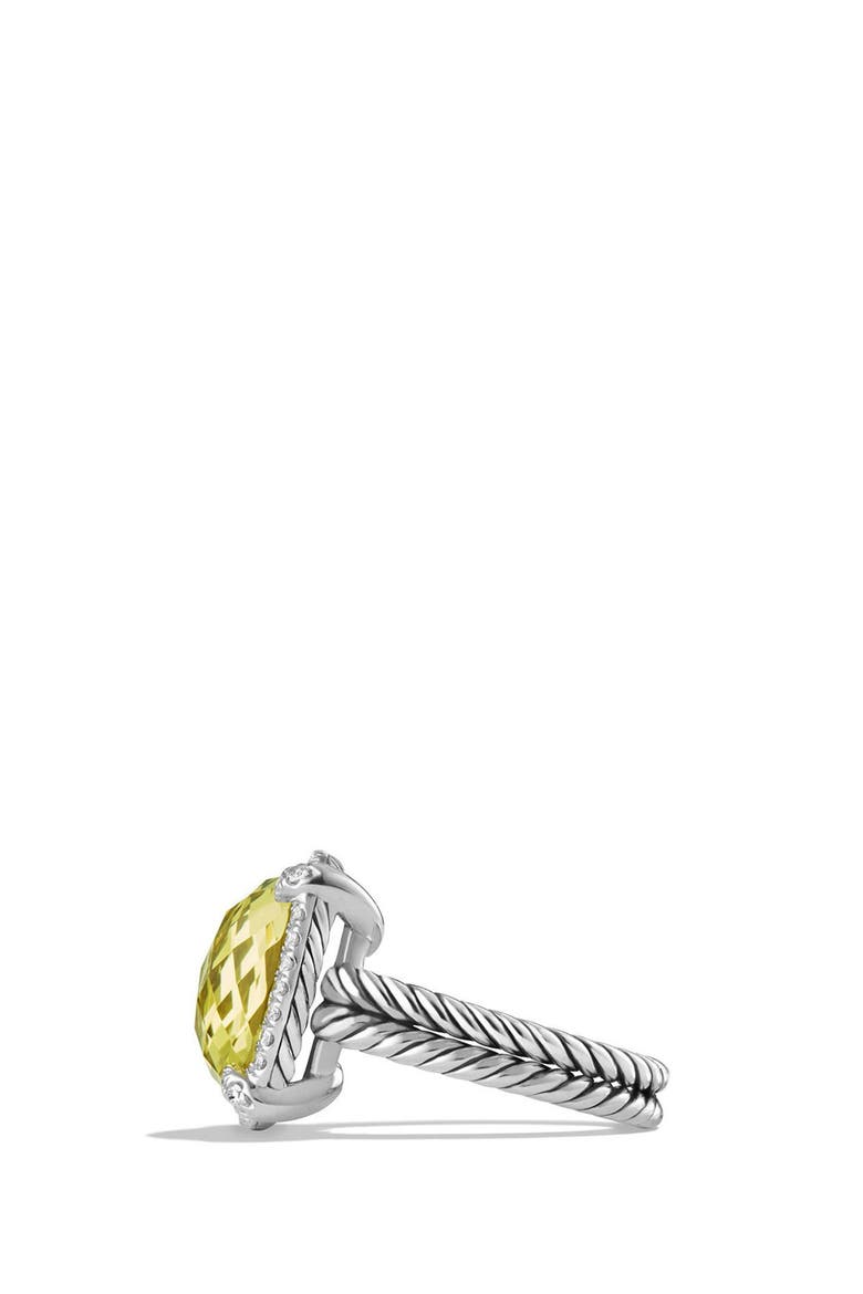 Châtelaine Large Pavé Bezel Ring with Diamonds, Alternate, color, LEMON CITRINE