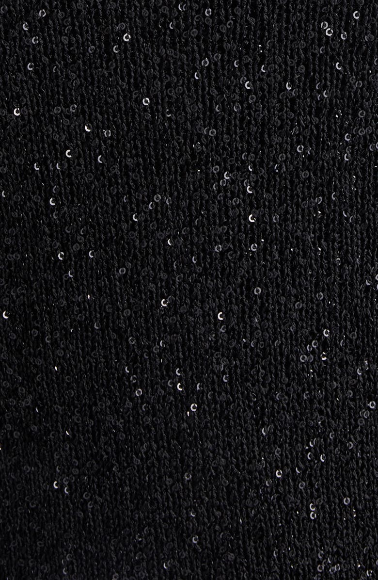 Balenciaga Fitted Sequin Crewneck Sweater, Alternate, color, Black