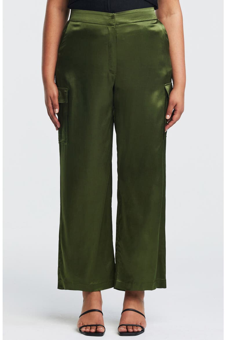 Tess Satin Wide Leg Pants, Main, color, OLIVE