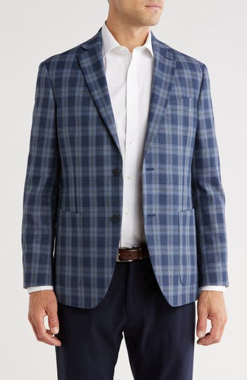Nordstrom Rack Mari Plaid Notch Lapel Sport Coat In Blue