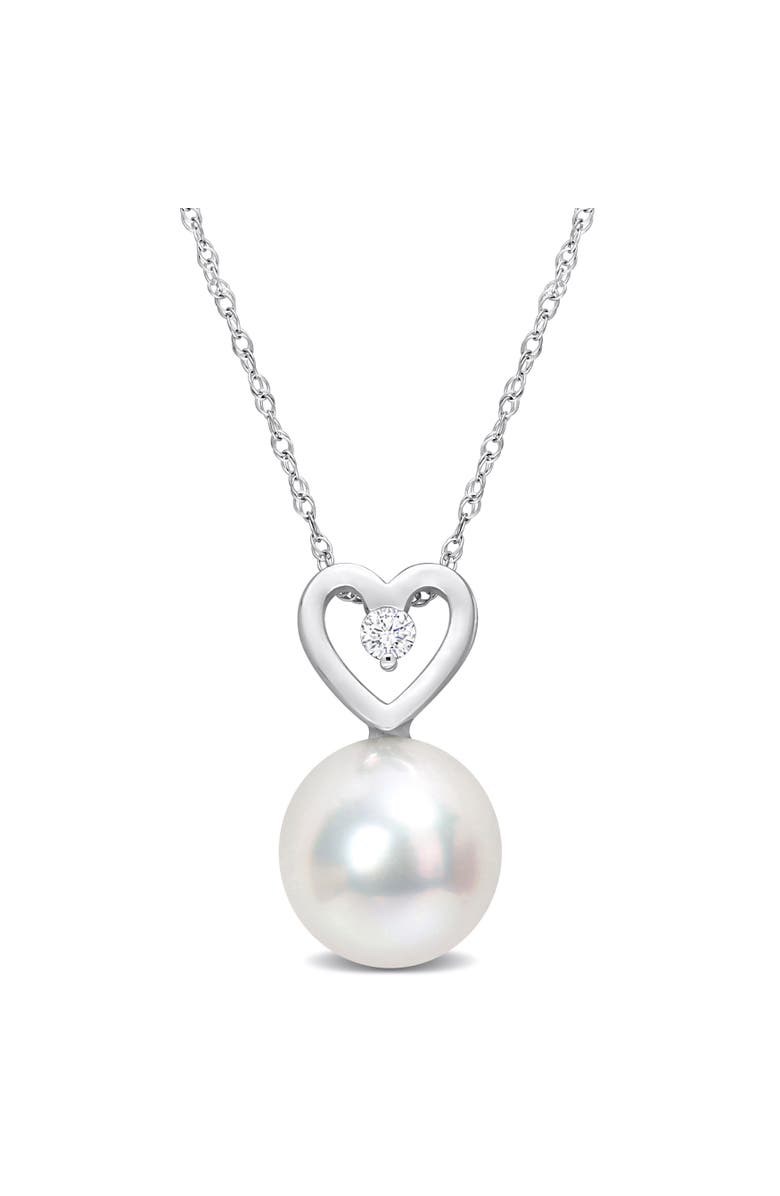 Julianna B. South Sea Pearl & Diamond Heart Drop Necklace 10k, Main, color, Pearl