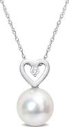 Julianna B. South Sea Pearl & Diamond Heart Drop Necklace 10k