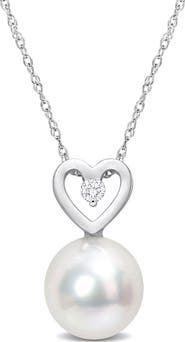 Julianna B. South Sea Pearl & Diamond Heart Drop Necklace 10k
