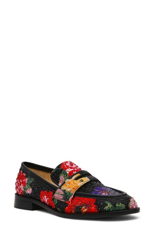 Betsey Johnson Canne Rhinestone Floral Penny Loafer in Black Flower Multi  product
