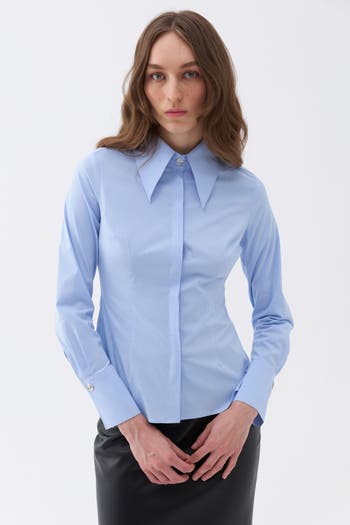 women's fitted dress shirt Iris Fuchsia Pink Classic Fit Linen Shirt – camixa.com main image 0